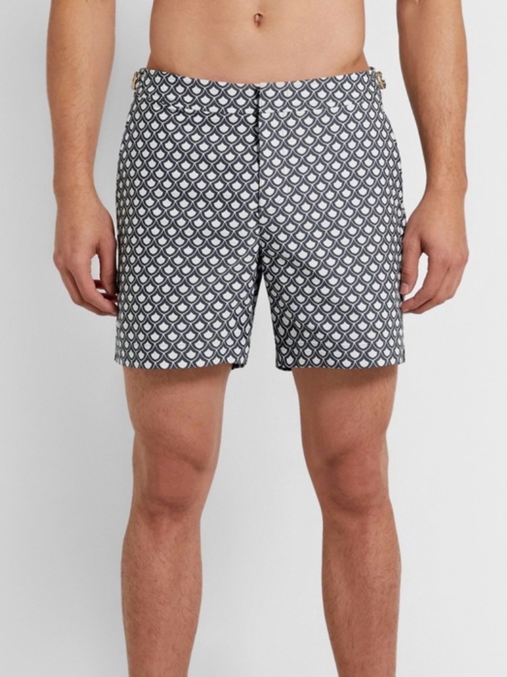 Orlebar Brown Bulldog Charcoal Gray & White Geometric Swim Shorts Size 32
